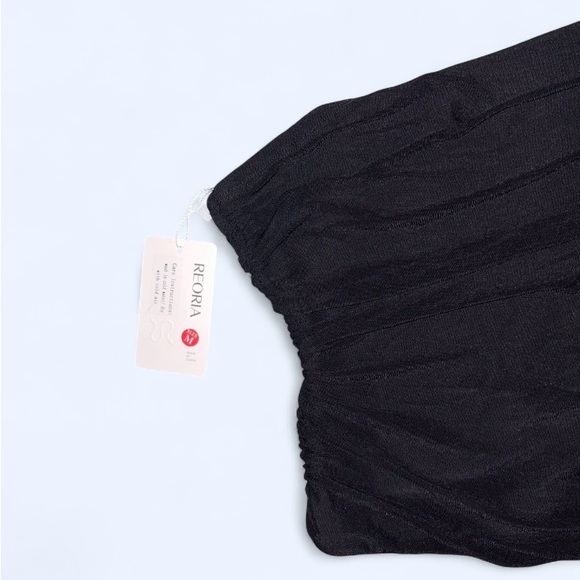 REORIA Women’s Sheer Black Tube Double Lined Y2K Crop Top Strapless - Size Med - Picture 5 of 11